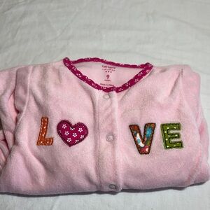 Carter's Pink Onesie Terry sleeper with Heart Detail